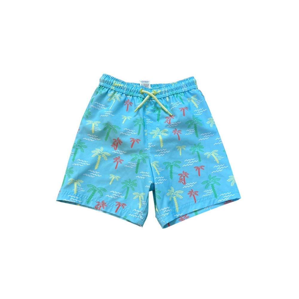 Wonder Nation Swim Trunks Kids Blue Palm Tree Board Shorts SIZE 5T‎